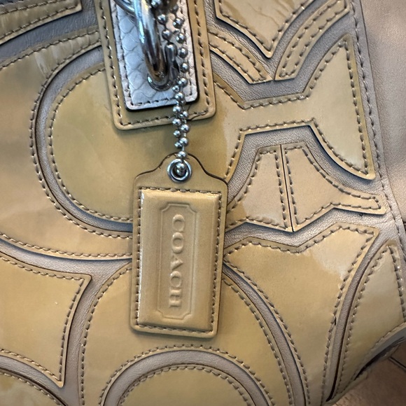 Coach Vintage Y2K Colette Signature Overlay Putty Leather Hand Bag Tote - Picture 10 of 14